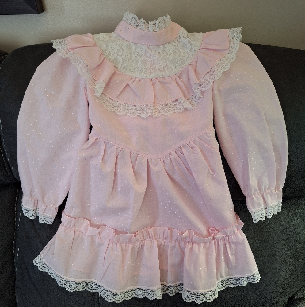 Vintage Sears Girl's Dress With Ruffles And Lace, Size 4